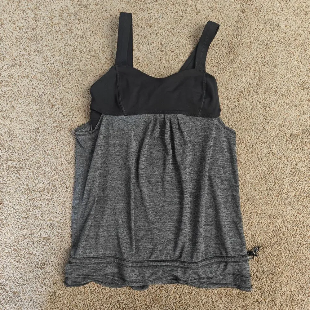 Lululemon Run Back Womens 4 Black Activewear Ruched Shelf‎ Bra Yoga Running